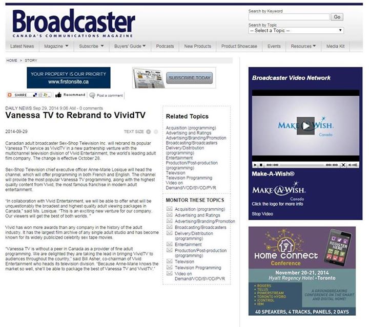 VanessaTV to Rebrand to VividTV